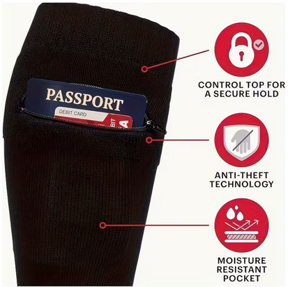 Security Travel Socks with Hidden Zipper Pocket – Keep Cash, Cards & Passport Safe