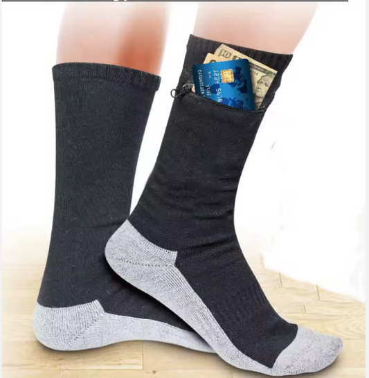Security Travel Socks with Hidden Zipper Pocket – Keep Cash, Cards & Passport Safe