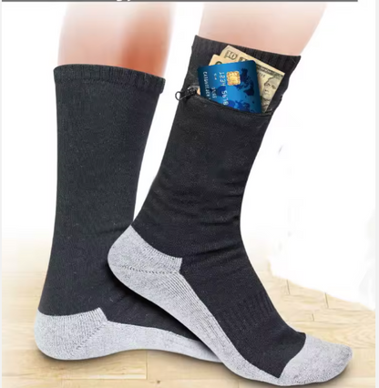 Security Travel Socks with Hidden Zipper Pocket – Keep Cash, Cards & Passport Safe