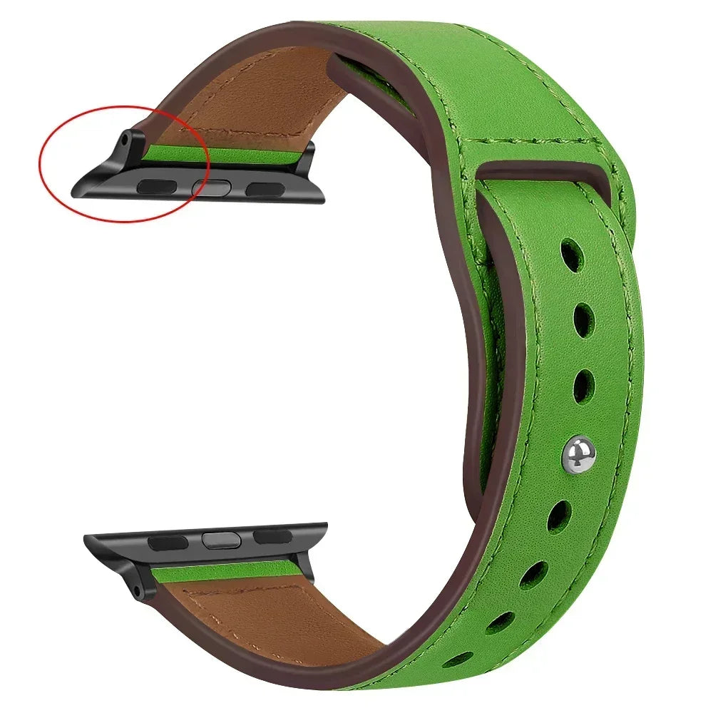 Genuine Leather Apple Watch Band – Premium Strap for Series 3–9, Ultra & SE