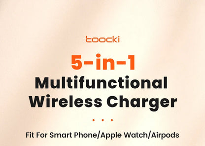 5 in 1 Wireless Charger Phone Stand For iPhone 15 14 13 15W Fast Charging Magnetic Dock Station For Apple Watch Earphones