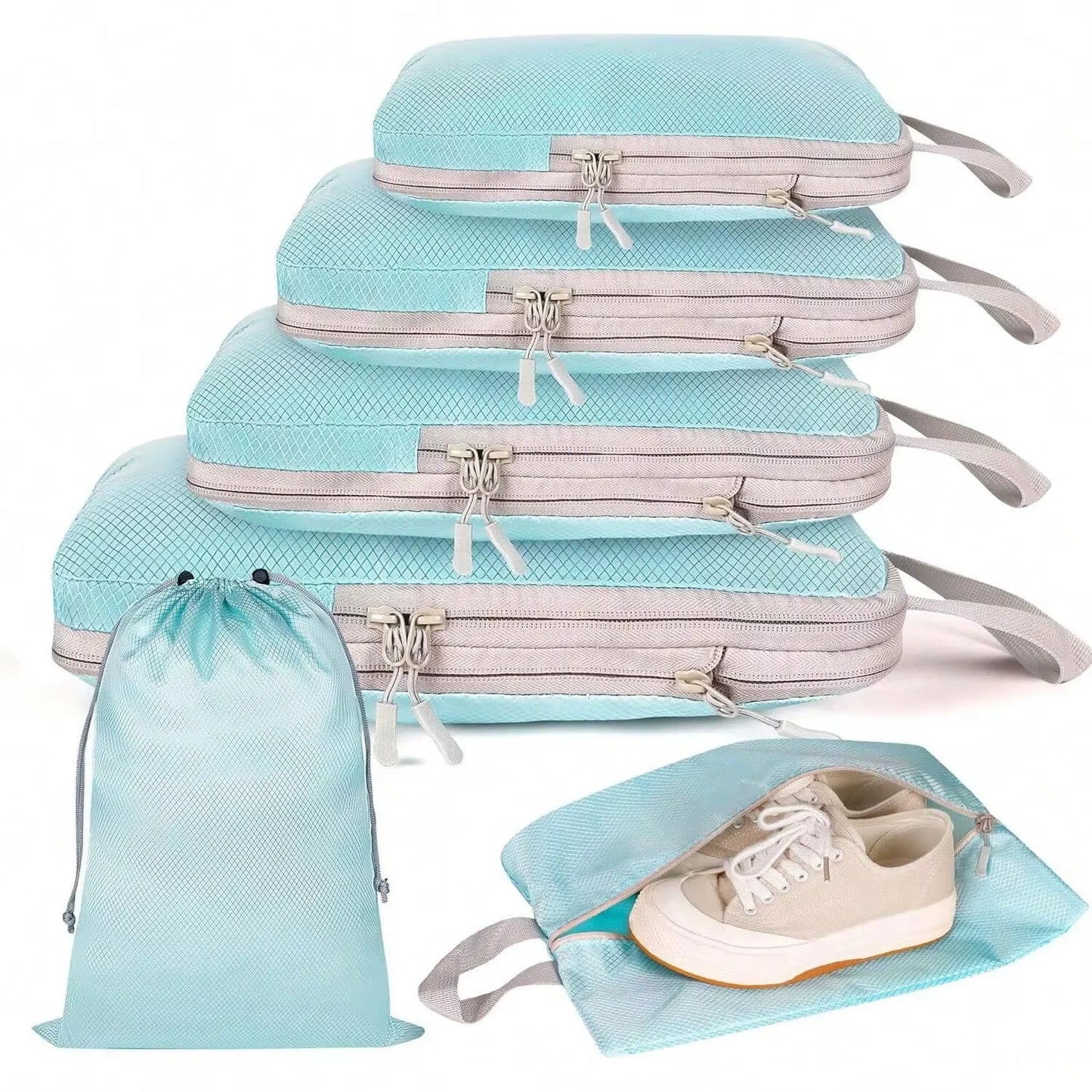 6-Piece Packing Cubes Set – Compressible Travel Organizer Bags