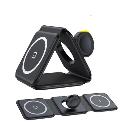 100W 3 in 1 Magnetic Portable Wireless Charger Pad for iPhone 15 14 13 12 Pro Max Apple Watch AirPods Fast Charging Dock Station