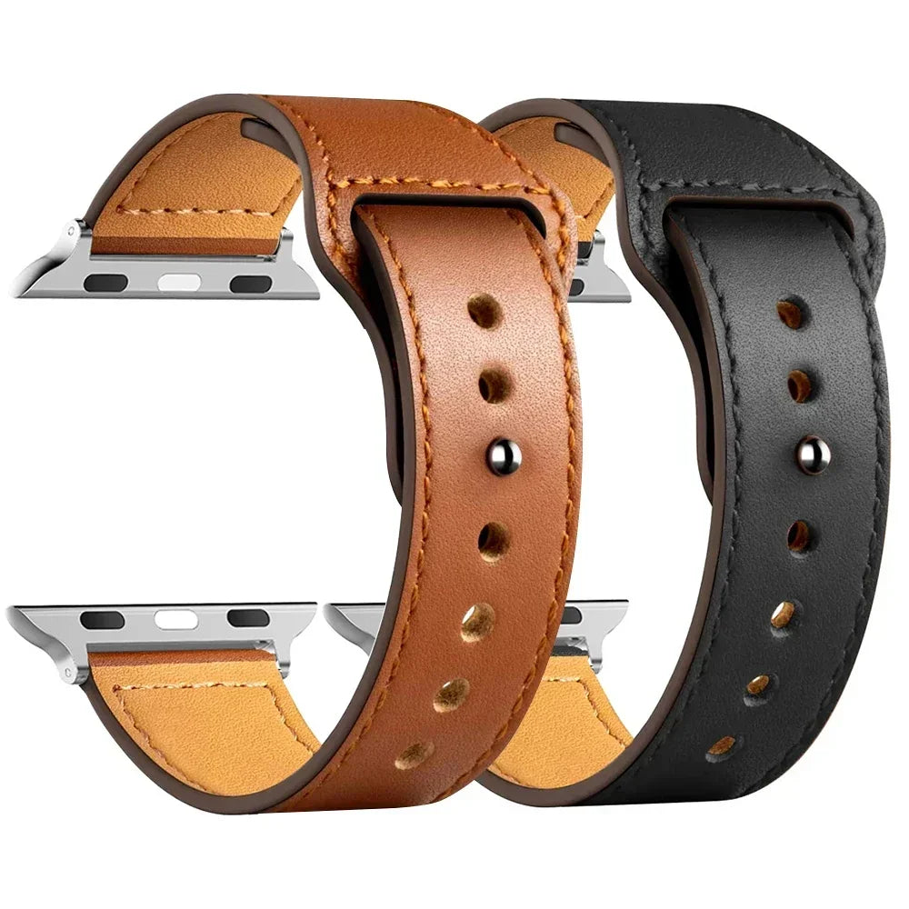 Leather strap For Apple watch band Ultra 2 49mm 44mm 40mm 38mm/42mm sport loop bracelet iWatch series 9 8 7 3 4 5 6 se 41mm/45mm