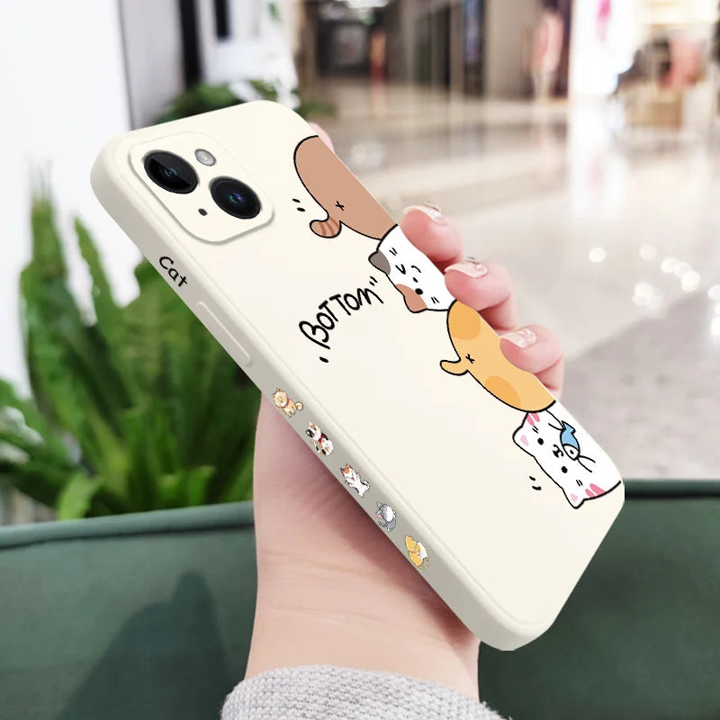 Cat Litter Phone Case For iPhone 15 14 13 12  Plus Pro Max Mini  Liquid Silicone Cover