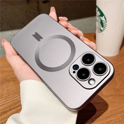 Luxury MagSafe Matte Case for iPhone – Magnetic Wireless Charging Cover with Lens Protection