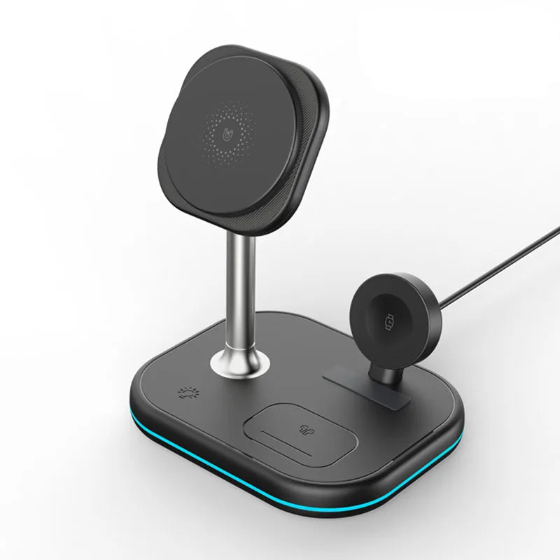 3-in-1 Magnetic Wireless Charging– Fast Charger Stand for iPhone, Apple Watch & AirPods