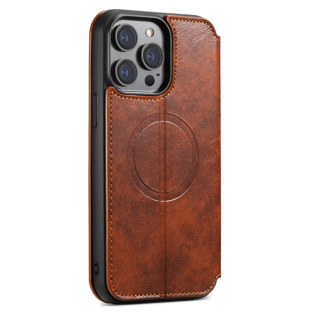 Premium MagSafe Leather Wallet Case for iPhone with Wireless Charging