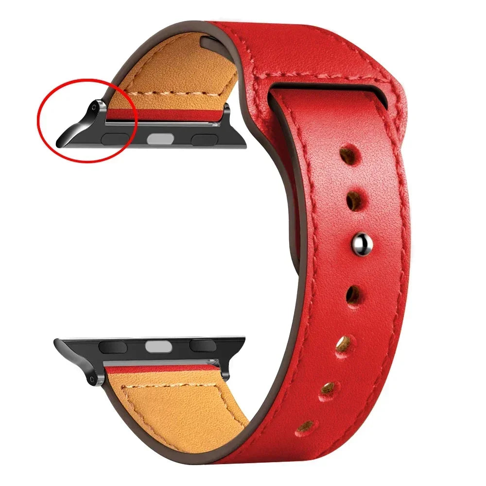 Leather strap For Apple watch band Ultra 2 49mm 44mm 40mm 38mm/42mm sport loop bracelet iWatch series 9 8 7 3 4 5 6 se 41mm/45mm