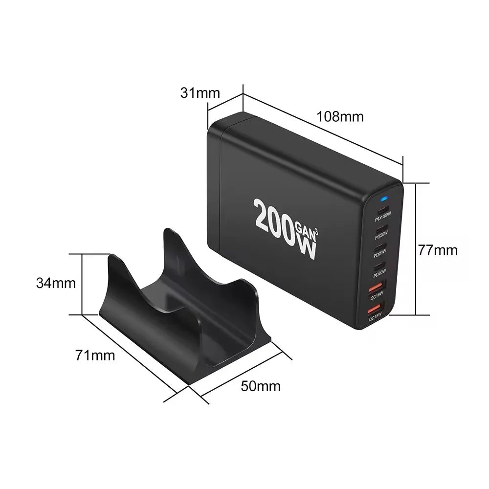 200W GaN 6-Port USB-C Charger – US / EU / UK / AU  Plug