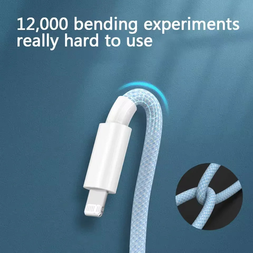 USB Type-C Fast Charging Cable for iPhone – PD 20W Durable Charger