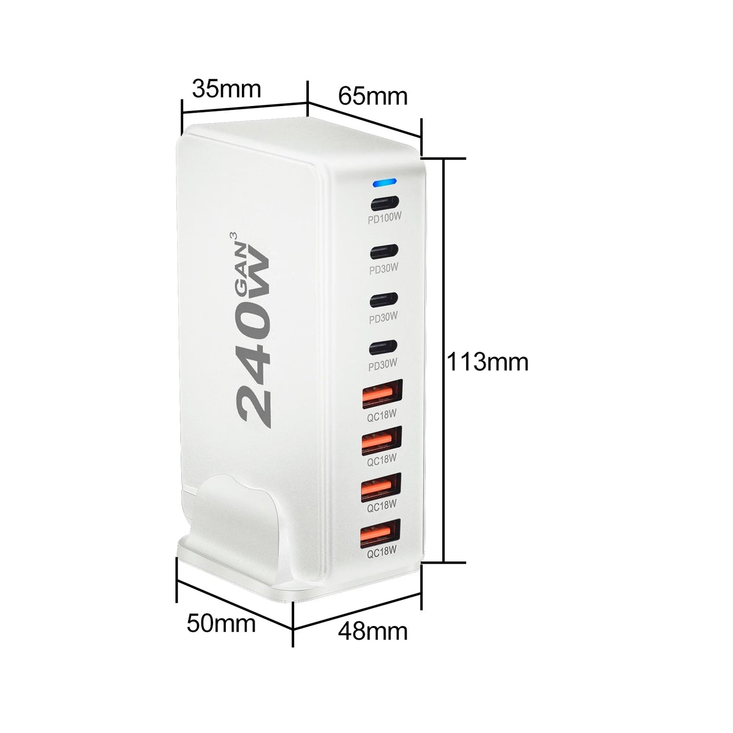 240W GaN Desktop Charger – 8 USB-C Ports with PD Fast Charging | US / EU / UK / AU Plug