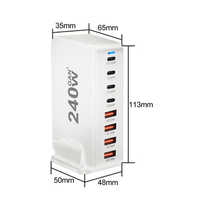 240W GaN Desktop Charger – 8 USB-C Ports with PD Fast Charging | US / EU / UK / AU Plug