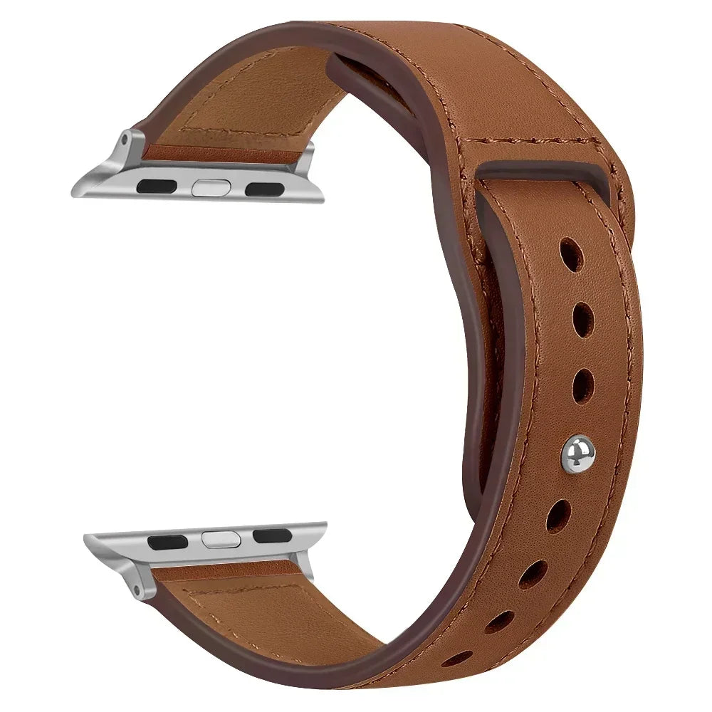 Genuine Leather Apple Watch Band – Premium Strap for Series 3–9, Ultra & SE