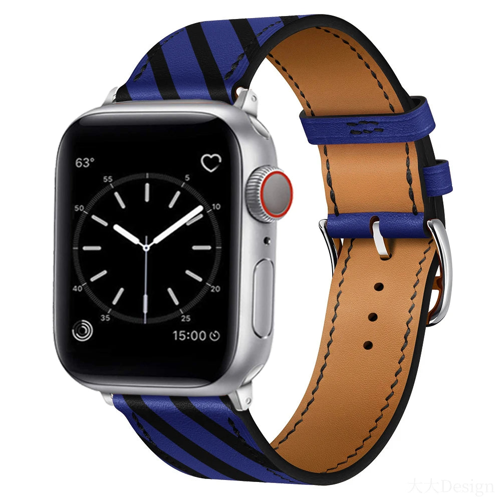 Leather Strap For Apple Watch Band 49mm 44mm 40mm 41mm 38mm 42 Single Tour Bracelet Correa iWatch Ultra Serie 3 4 6 SE 7 8 45mm