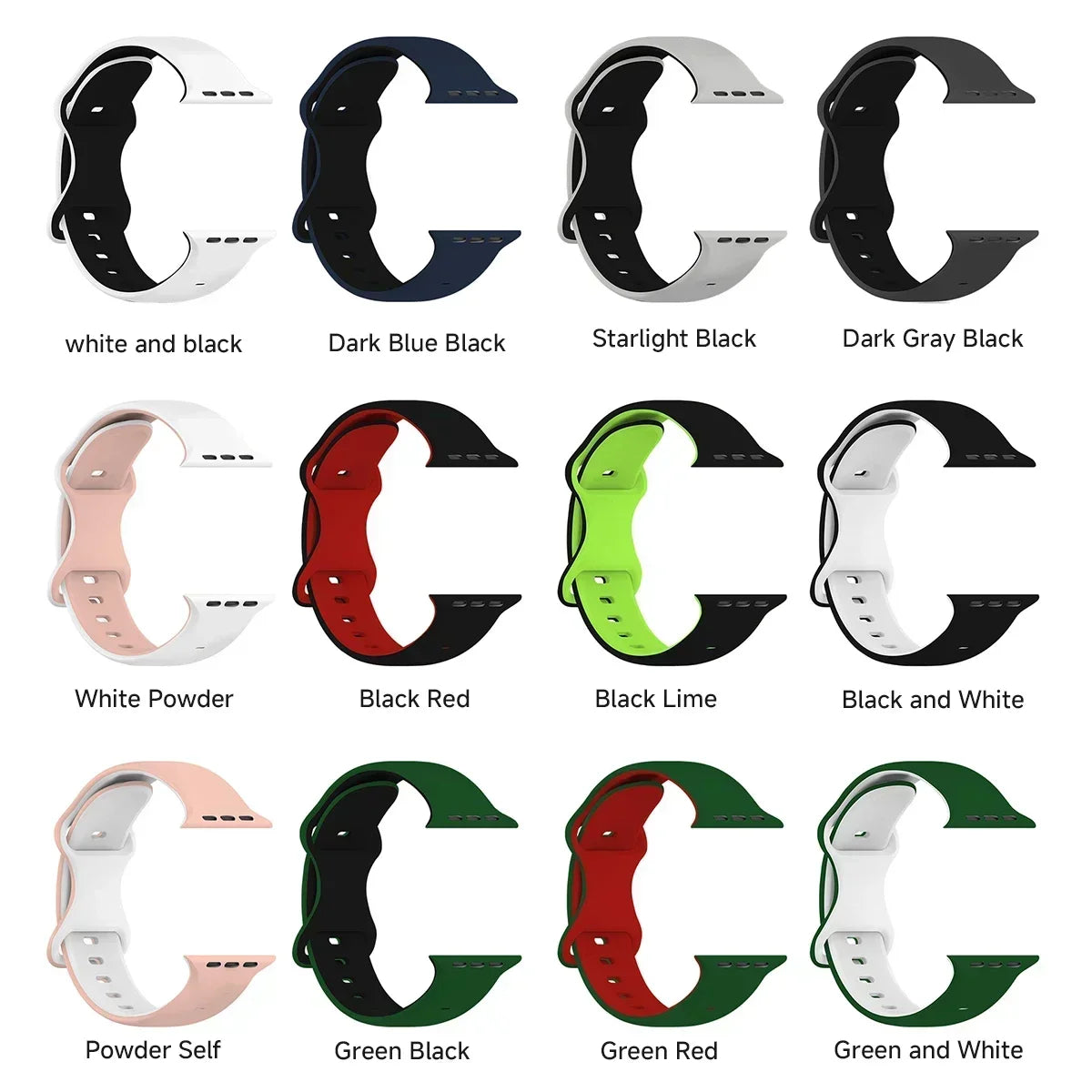 Two-Tone Sports Silicone Strap For Apple Watch
