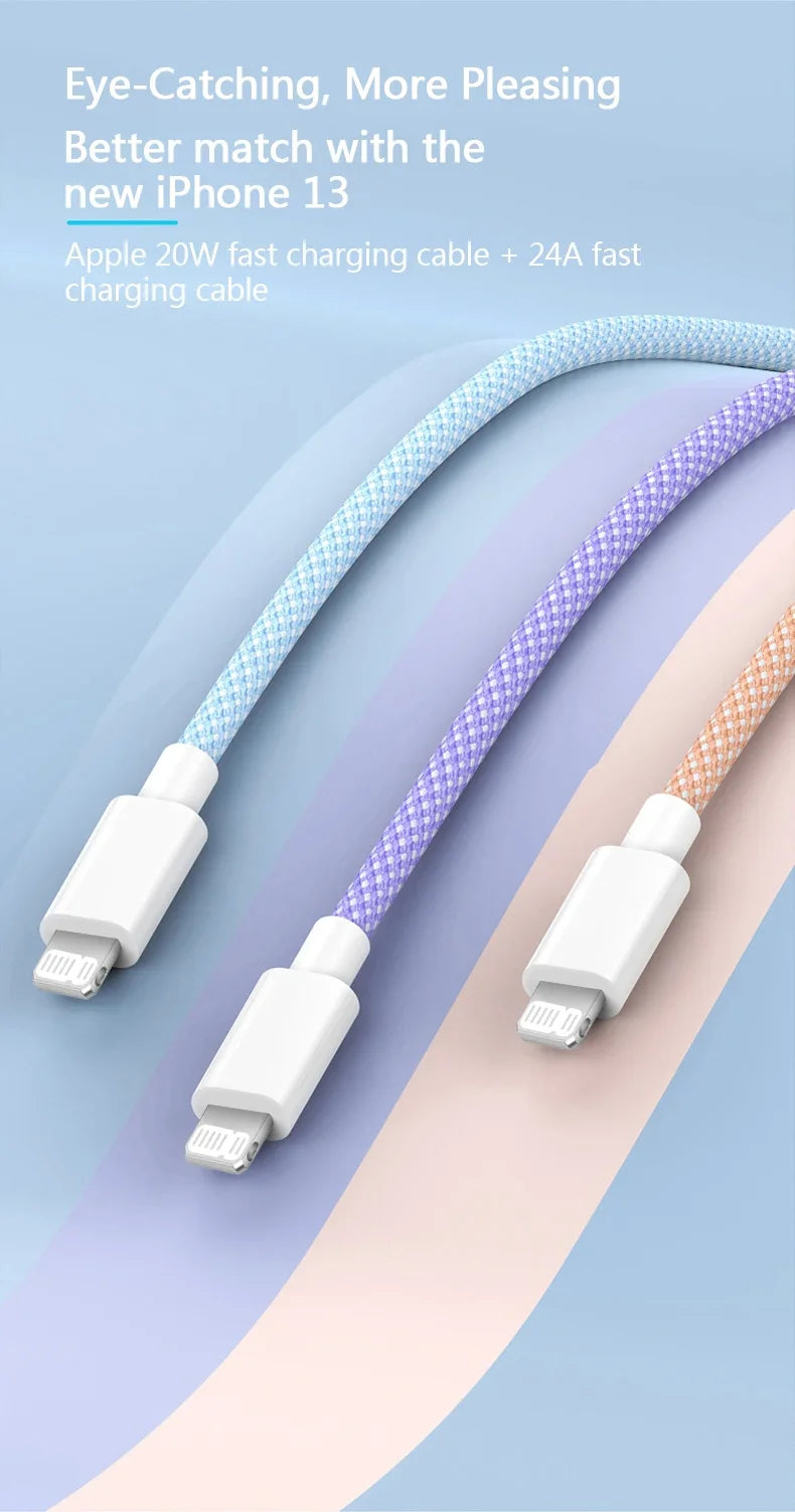 USB Type-C Fast Charging Cable for iPhone – PD 20W Durable Charger