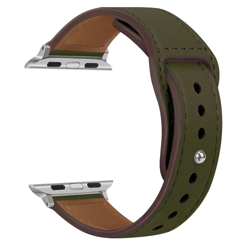 Genuine Leather Apple Watch Band – Premium Strap for Series 3–9, Ultra & SE