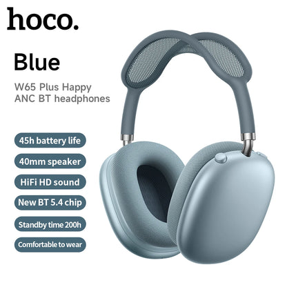HOCO W65 Plus ANC Wireless Over-Ear Headphones – Noise Cancelling, Hi-Fi Sound