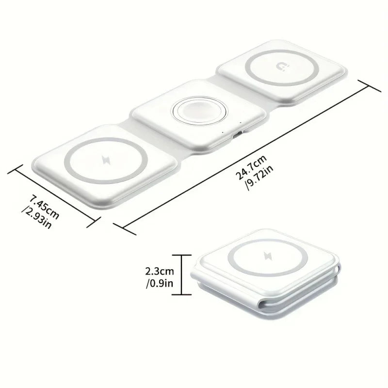 3 in 1 Magnetic Wireless Charger – Fast Charging Stand for iPhone, Apple Watch & AirPods