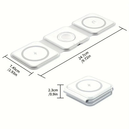 3 in 1 Magnetic Wireless Charger – Fast Charging Stand for iPhone, Apple Watch & AirPods