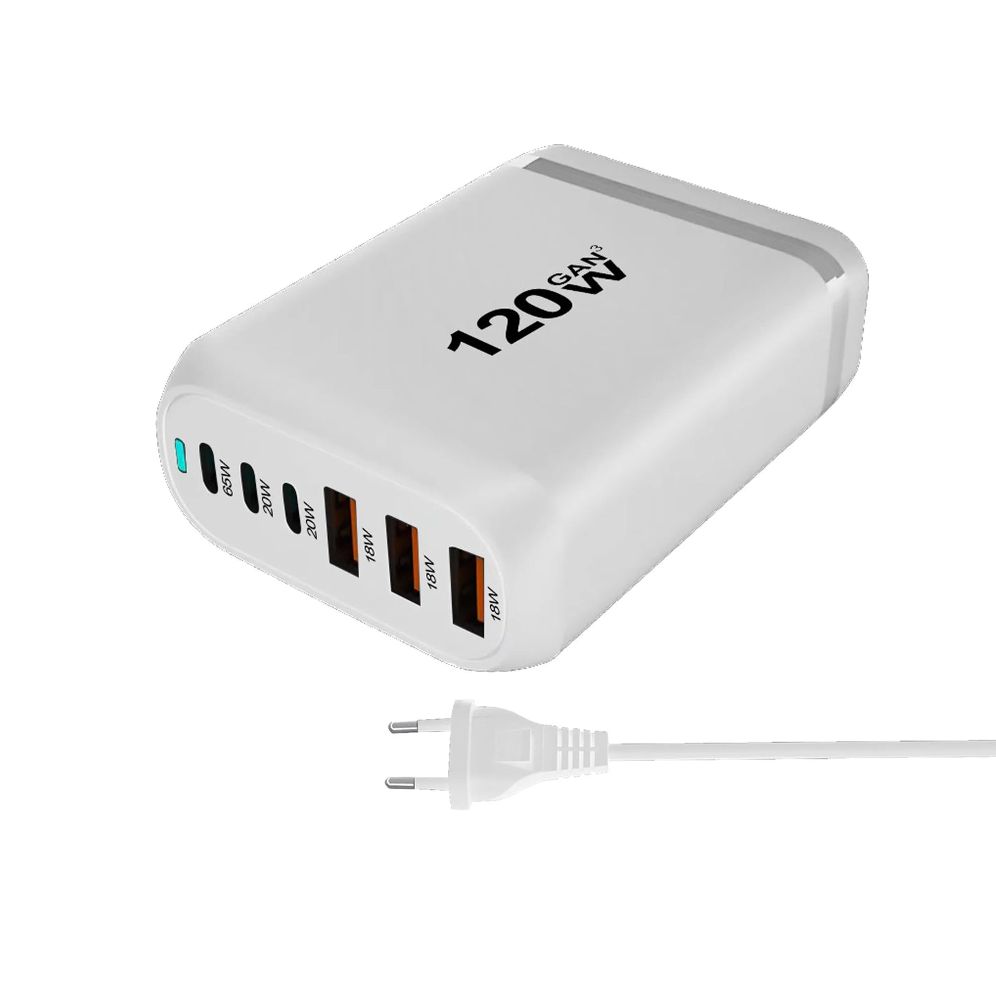 120W GAN Charger 6-port USB Type C PD Charger Fast Charge 3.0 USB Type C Fast Charger Mobile USB Charger Tablet Charger