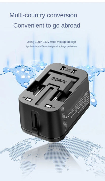 Universal Travel Adapter – Multi-Port Fast Charger for Worldwide Use