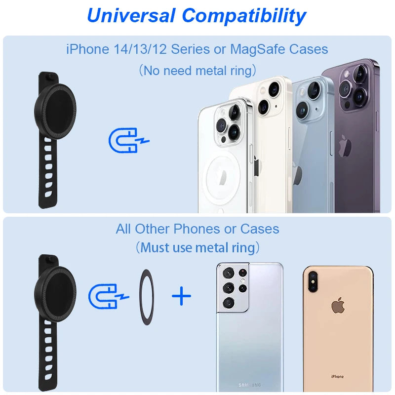 Magnetic Phone Grip for MagSafe Adjustable Strap bicycle Gym Phone Ring Holder Compatible with iPhone 14 Pro 13 12 Smartphones