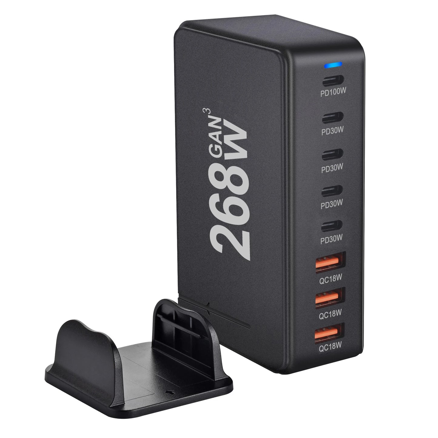 268W GaN Fast Charger – 8 USB-C Ports Desktop Charging Station with US/ EU / UK / AU Plug