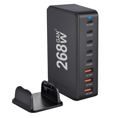 268W GaN Fast Charger – 8 USB-C Ports Desktop Charging Station with US/ EU / UK / AU Plug