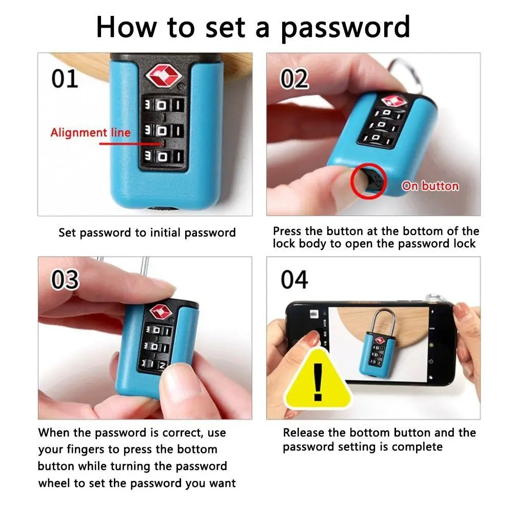 TSA Approved Travel Luggage Lock with 3-Digit Password – Secure Suitcase Lock for Travel Bags