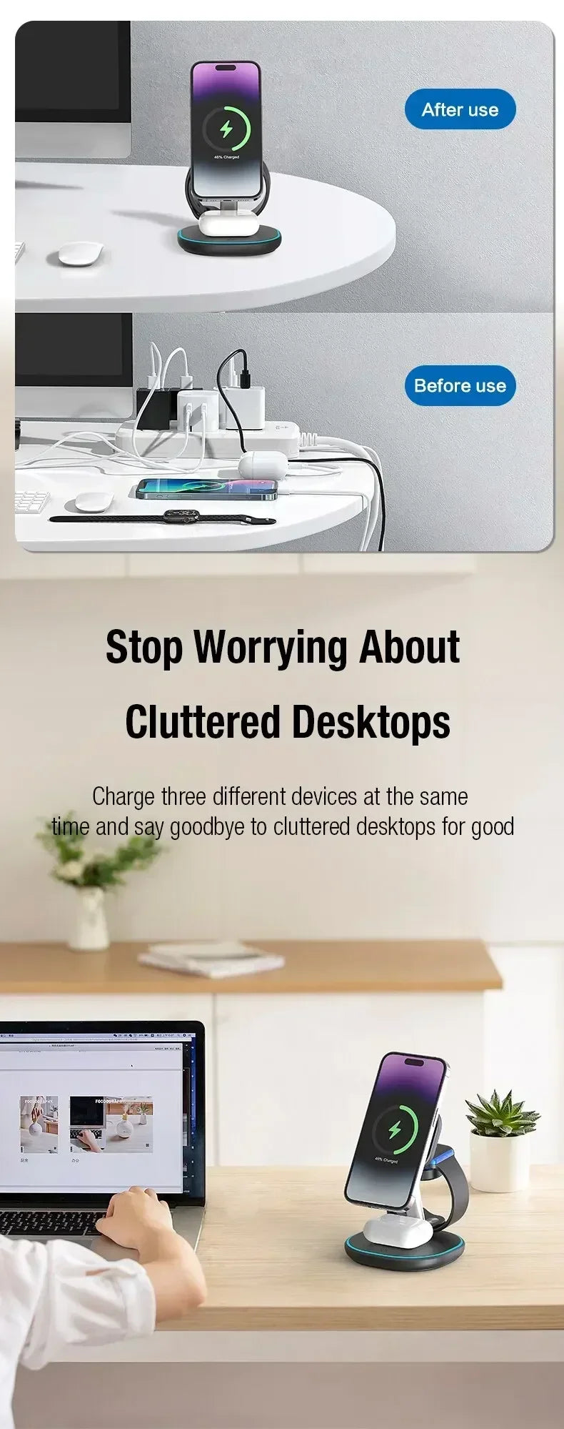 Magnetic 3 in 1 Wireless Charger Stand