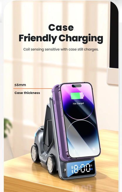 5 in 1 Wireless Charger Phone Stand For iPhone 15 14 13 15W Fast Charging Magnetic Dock Station For Apple Watch Earphones
