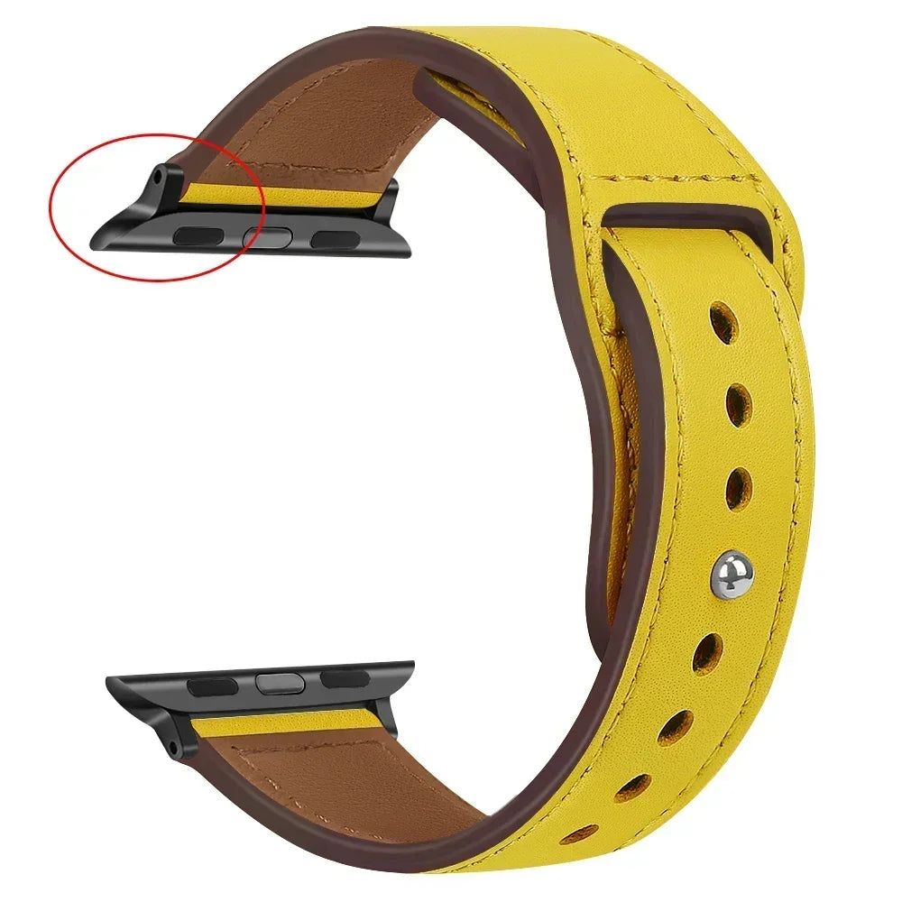 Genuine Leather Apple Watch Band – Premium Strap for Series 3–9, Ultra & SE
