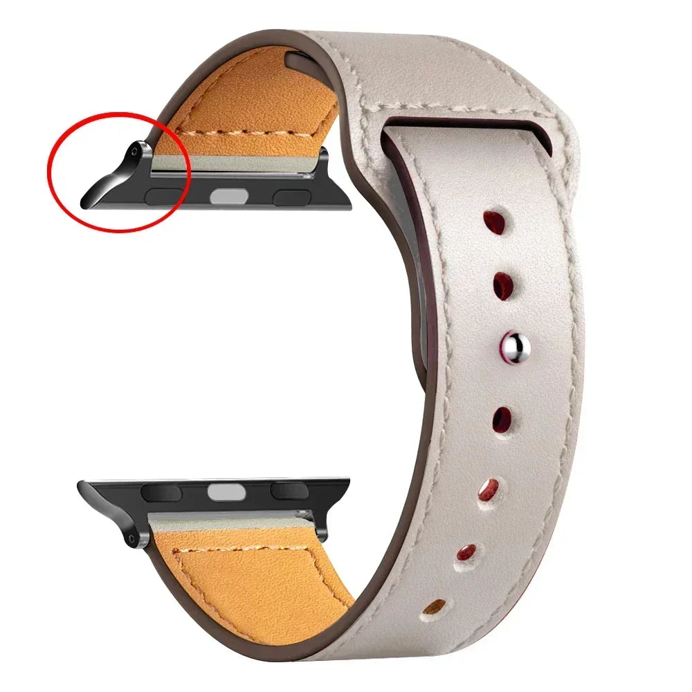 Leather strap For Apple watch band Ultra 2 49mm 44mm 40mm 38mm/42mm sport loop bracelet iWatch series 9 8 7 3 4 5 6 se 41mm/45mm