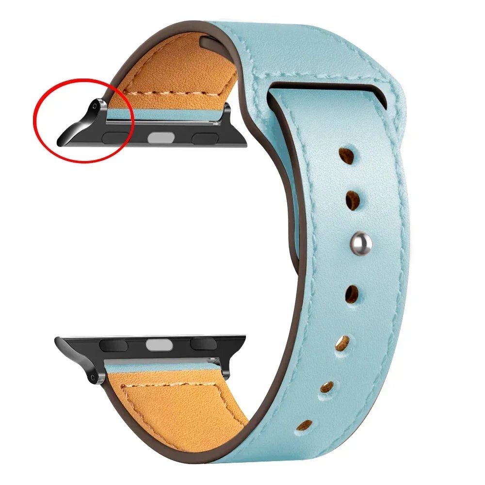 Leather strap For Apple watch band Ultra 2 49mm 44mm 40mm 38mm/42mm sport loop bracelet iWatch series 9 8 7 3 4 5 6 se 41mm/45mm