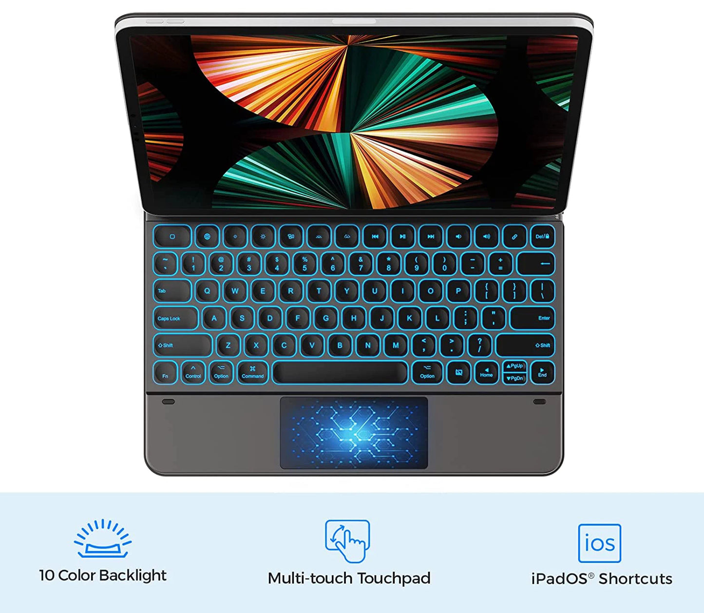 HOU Magic Keyboard For iPad Pro 12.9 11 10.9 With 7 Backlit Magic Trackpad Keyboards Apple iPad Case for Air 4 5 iPad Keyboard