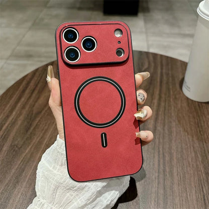 Luxury Leather MagSafe Case – Shockproof Magnetic Wireless Charging Cover for iPhone