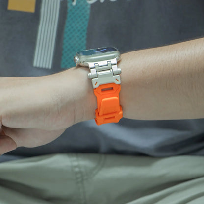 Metal & Silicone Apple Watch Strap – Rugged Sport Design for Ultra & Series